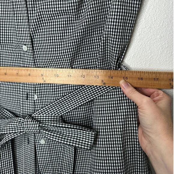 Frame Black & White Gingham Sleeveless Shoulder Pad Button Collared Shirtdress S - Picture 15 of 16
